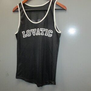 Lovatic Tank Top Athletic Shirt Black With White Trim #1 Printed on it Racer Top